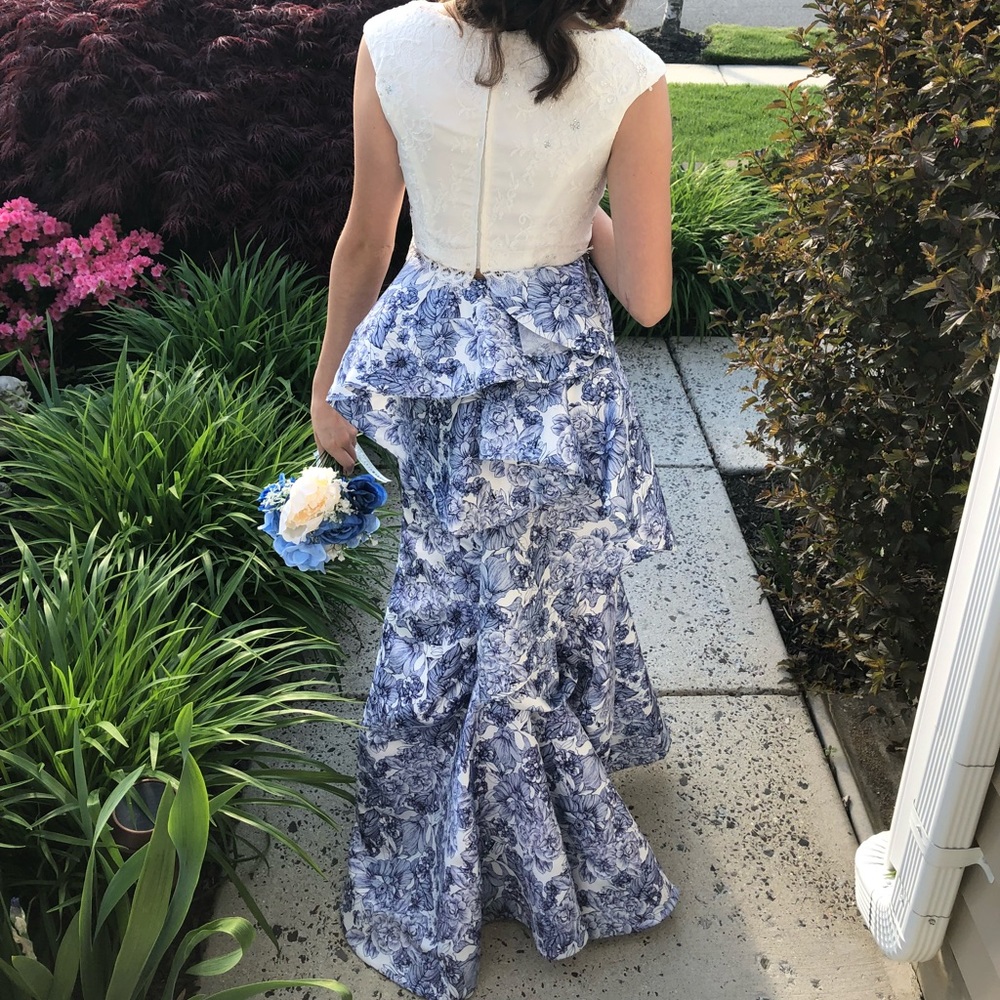 Blue Flower Prom Dress